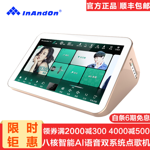 InAndOn KV-X5点歌机家庭ktv一体机 家庭影院高清触摸屏卡拉OK点歌台家用K歌设备 15.6吋触摸屏一体机 4TB