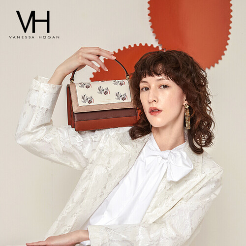 VH包包女包奢侈品时尚刺绣轻奢手提包个性潮流单肩包气质简约斜挎包 1908233BRO 棕色