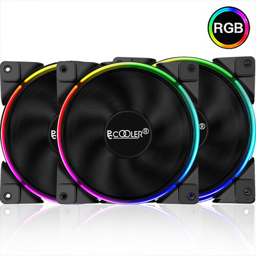 超频三（PCCOOLER）皓月FRGB 三套装 机箱风扇 （3个12CM双面光圈风扇/多种灯光模式/水冷排散热/带控制器）