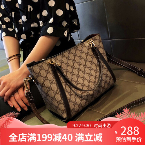 女包单肩包2019夏季新款时尚女士洋气水桶包复古小清新手提斜跨包ck-236 咖啡色