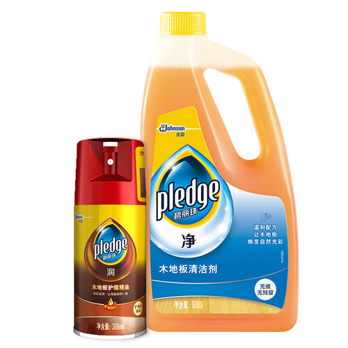 京东超市碧丽珠地板水500g + 地板精油300ml 清洁组合 地板清洁剂 打蜡保养木质地板可用