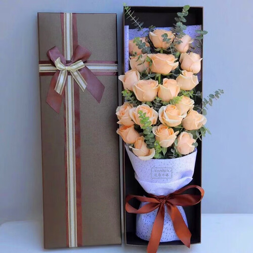 花与千寻鲜花速递红玫瑰花束生日鲜花 鲜花礼盒预定同城送花生日礼物女生老婆全国花店送花北京上海广州深圳 4款19朵香槟玫瑰