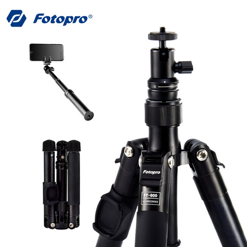 富图宝 Fotopro FY-800II 第二代 旅游迷你便携手机微单三脚架 独脚架 自拍杆三合一套装 黑色