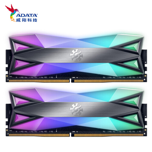 威刚（ADATA） DDR4 3200 16GB (8G×2)套装 台式机内存 XPG-龙耀D60G（RGB灯条）幻彩灯光内存