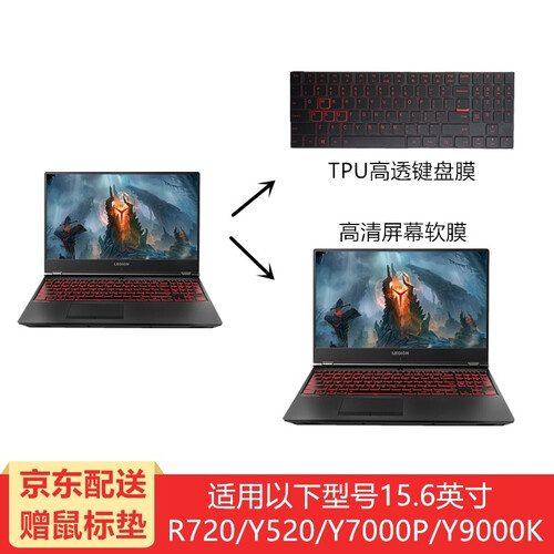 联想（Lenovo）笔记本配件 拯救者系列R720/Y520/Y7000P/Y9000K等配件 TPU键盘膜+高清屏幕软膜套装