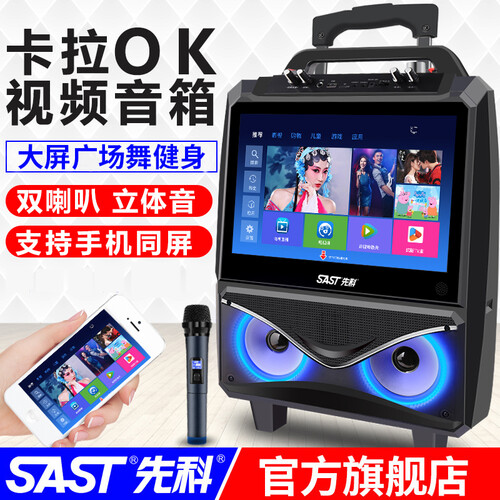 先科（SAST） 15英寸带显示屏广场舞音响移动拉杆音箱户外WiFi视频机播放器K歌便携式手提大功率 15吋视频广场舞音响+蓝牙+无线话筒+32G优盘
