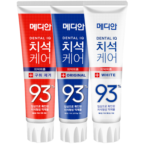 海囤全球【99元选3件】韩国爱茉莉麦迪安Amore93%牙膏 深层净爽 去垢防蛀 抗菌健龈 清新口气 红白蓝三支装