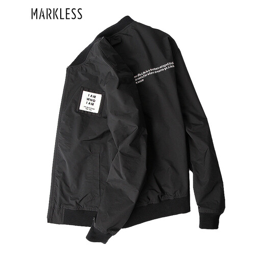 MARKLESS 【优惠套装有惊喜】夹克男潮流工装飞行外套休闲运动薄款棒球服JKA6129M 黑色 175/L