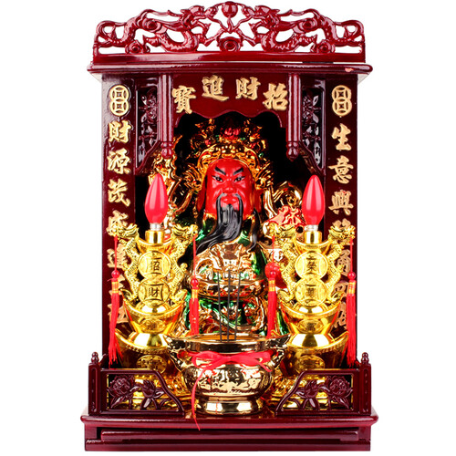 聚缘阁文财神爷武财神佛龛套装店铺开业礼品佛像供奉家用关公供桌 14寸武财神*精装款高约52cm