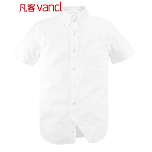 凡客诚品VANCL 凡客衬衫 牛津纺 领尖扣 短袖 男款 白色 L