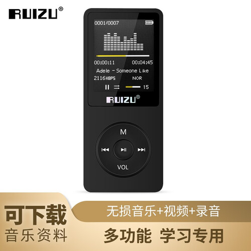 锐族 （RUIZU）X02 发烧级高音质HIFI无损MP3/MP4学生便携式听歌电子书插卡录音播放器 黑色8G版（不配耳机）