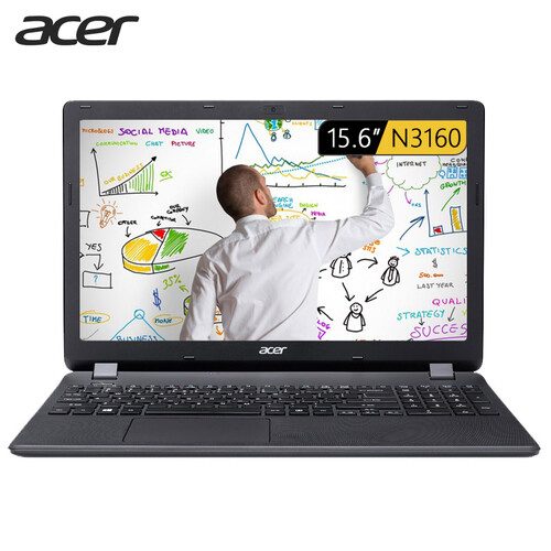 京品电脑宏碁（Acer）墨舞EX2519 15.6英寸笔记本（四核N3160 4G 500G 蓝牙 高清雾面屏 win10）黑色