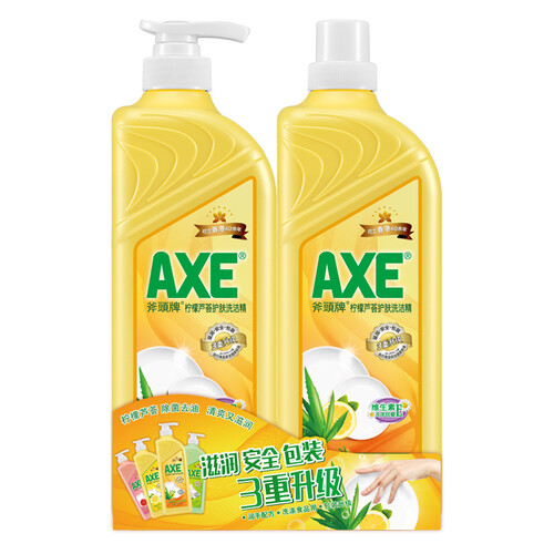 京东超市斧头牌（AXE）柠檬芦荟护肤洗洁精1.18kg*2瓶  快速去油 维E呵护不伤手
