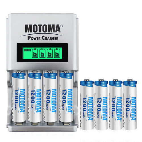 雷欧（motoma）充电电池5号7号电池充电器套装液晶显示屏快速充电器话筒遥控器鼠标玩具剃须刀适用 【套装六】充电器+5号1200毫安8节