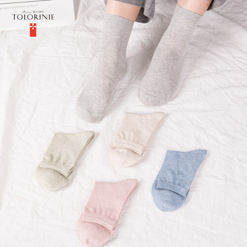 京东超市TOLORINIE 铁洛尼 19春夏休闲女士棉袜 精梳棉四季透气中筒袜子女 田园风色纺女袜  均码 【5双装】