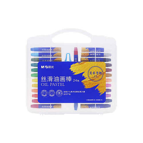 晨光(M&G)考级系列24色丝滑油画棒蜡笔学生美术绘画笔(内赠油画棒2支+削笔器1支) 24支/盒AGMY5813