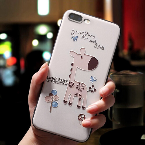 江铭苹果X手机壳iPhone8Plus硅胶防摔XR保护套XsMax磨砂软壳7P可爱卡通6s薄情侣女款 苹果7Plus/8Plus-小梅花鹿