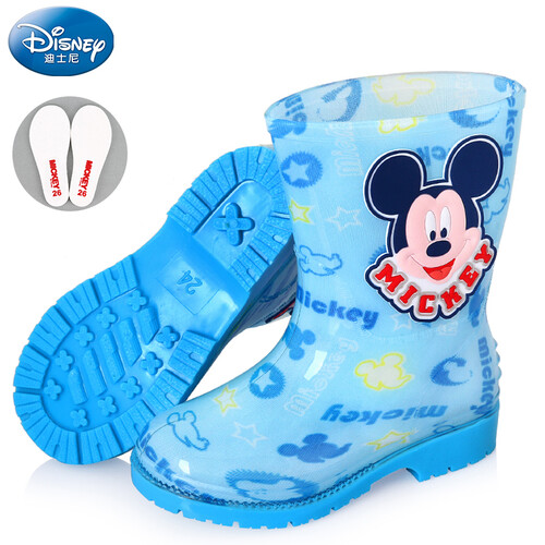 京东超市迪士尼 Disney 儿童雨鞋 男女童卡通防滑雨靴小孩胶鞋水鞋 15487 米奇蓝34码