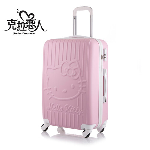 万向轮拉杆箱女行李箱子男 旅行箱20/24/28英寸密码箱包学生登机皮箱包 撞色 托运 猫粉色 24英寸
