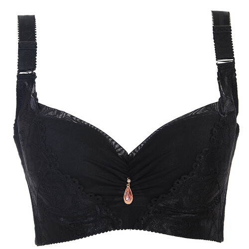 蝉慕调整型聚拢内衣大码胖mm薄款D/E杯大胸侧收副乳文胸大杯胸罩 黑色 40/90E