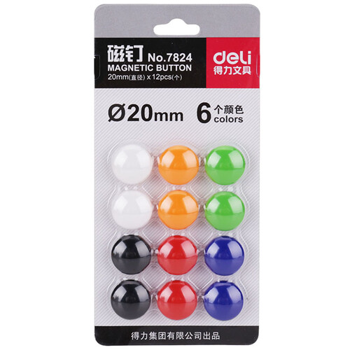 得力（deli） 7824磁钉 白板配件 固定磁扣 小磁铁 20mm 办公用品