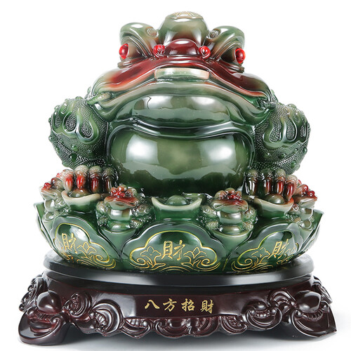 金蟾摆件蟾蜍招财工艺品开业摆件礼品玄关办公室办公桌收银台装饰品公司店铺饭店吧台开业礼物送朋友办公室贺 大号金蟾-仿玉色30*30cm
