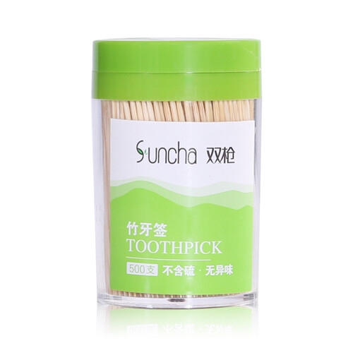 京东超市双枪 (Suncha)  一次性竹牙签筒500支罐装家用剔牙棒 YQ1250（新老包装随机发送）