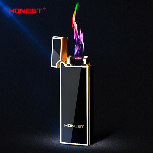 honest百诚电弧打火机USB充电打火机防风金属脉冲摇动感应创意个性电子点烟器情人节表白礼物 商务黑（电弧）