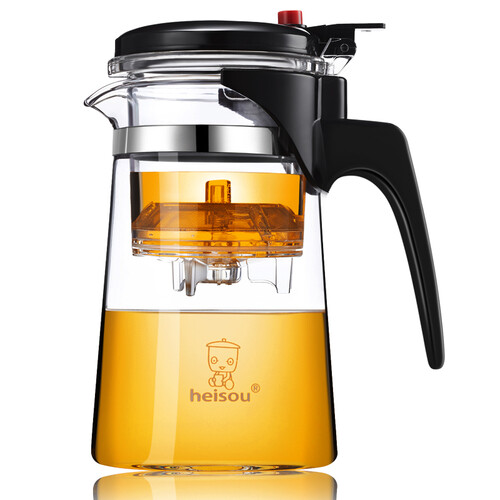 京东超市heisou 耐热玻璃过滤茶壶茶具 按压式内胆飘逸杯 大容量煮茶泡茶壶 茶水分离750ml KC60