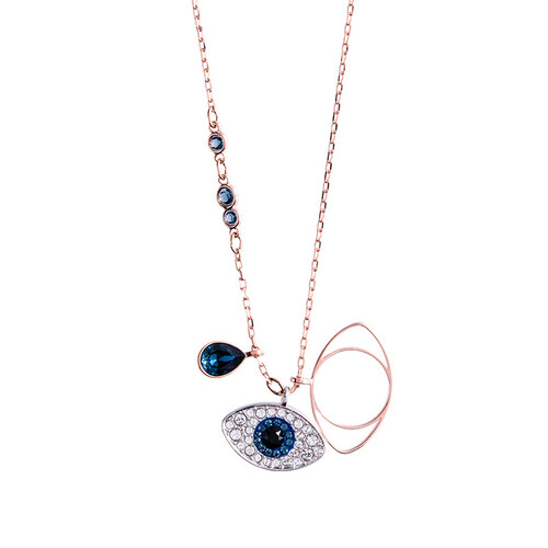 海囤全球SWAROVSKI(施华洛世奇) DUO EVIL EYE 玫瑰金色恶魔之眼项链 5172560