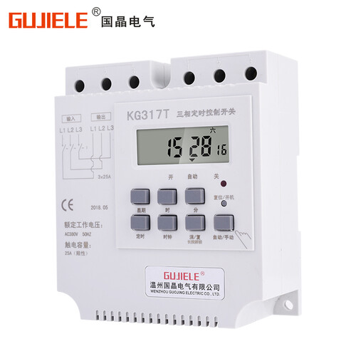 国晶三相定时器时控开关KG317T三相电机时间自动控制器380V4KW水泵智能定时器
