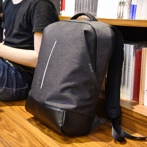 POLO 双肩包男女休闲背包大容量运动旅行包电脑包14英寸ZY090P611J 灰色