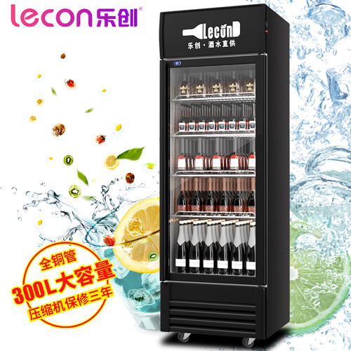 乐创（lecon）双门展示柜冷藏保鲜立式冰柜三门商用冰箱饮料柜超市冷柜水果厨房陈列柜点菜柜直冷风冷 单门磨砂黑 直冷