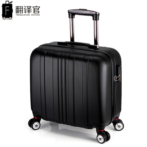 翻译官迷你拉杆箱16寸万向轮短途行李箱子小型旅行箱男女登机箱拖箱 黑色 16英寸加厚拉杆质保3年
