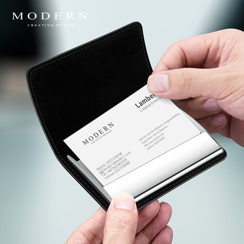 德国Modern高档真皮商务名片盒简约创意大容量男女士名片夹收纳盒精致摆件情人教师节礼物定制logo