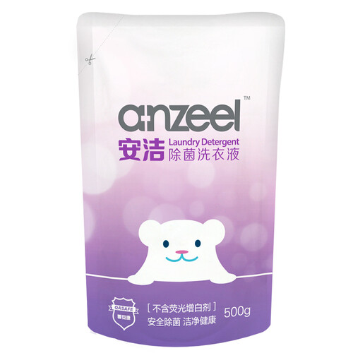 安洁（Anzeel） 除菌洗衣液伊甸园香型500g/袋 不含荧光增白剂温和中性 洗衣液500g x 1袋