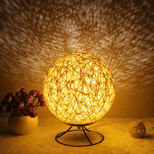 情人节礼物生日礼物女生男孩子创意小礼品小夜灯藤球灯星空投影灯送女友男生同学闺蜜实用毕业小礼物女友刻字 金色铁艺款 15cm(按钮开关)usb款