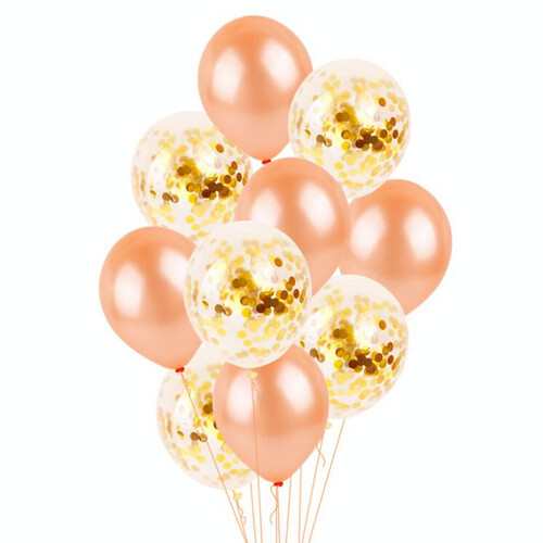 青苇 气球套装 生日派对结婚房布置装饰会场 玫瑰金50个透明亮片球10个 赠雨丝点胶打气筒