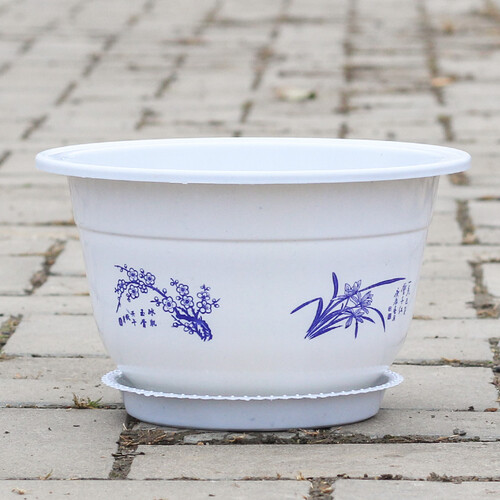 雅亭 鑫腾 环保优质简约塑料花盆 圆形大号特大加厚花盆园艺阳台托盘花盘包邮 230型-口径21厘米 含托盘