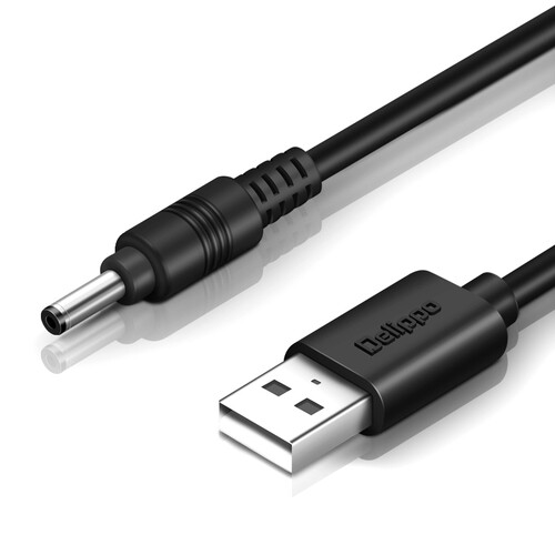 Delippo USB转DC3.5mm充电线供电线 支持foreo mini2 luna 露娜电源线 集线器HUB小音响移动电源台灯圆孔圆头 2米黑