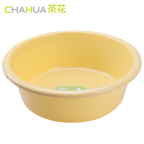 茶花（CHAHUA） 茶花脸盆洗衣盆塑料家用洗衣服成人小大盆子塑料盆大号加厚洗脸盆 黄色 中号39CM