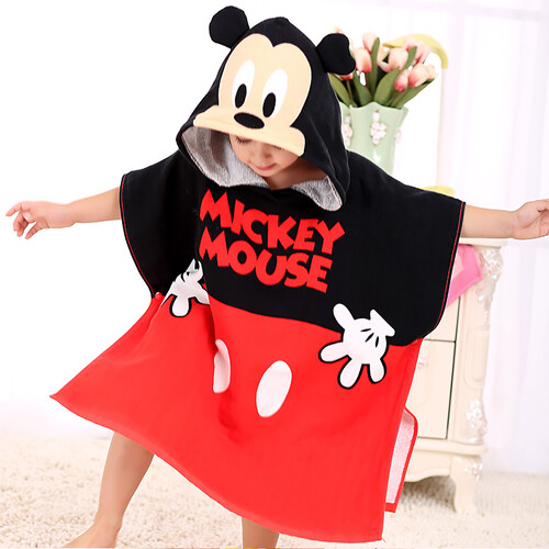 京东超市迪士尼（Disney）毛巾家纺 儿童连帽浴巾 A类纯棉宝宝斗篷披风 柔软纱布材质 米奇 60X120CM