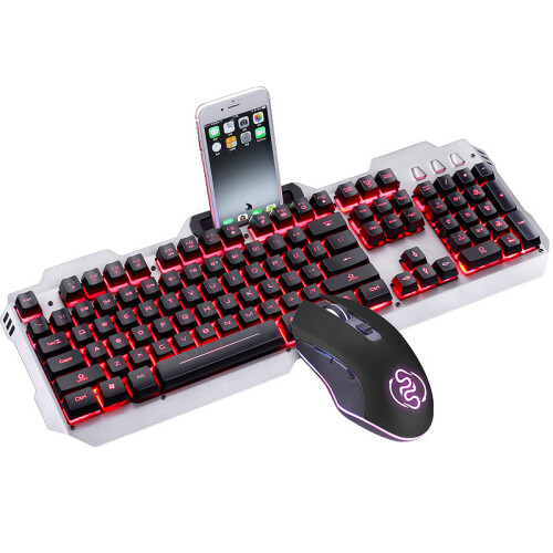 灵蛇（LINGSHE）有线游戏键鼠套装 双色注塑键帽 3色背光 防水 游戏鼠标键盘套装MK320黑色