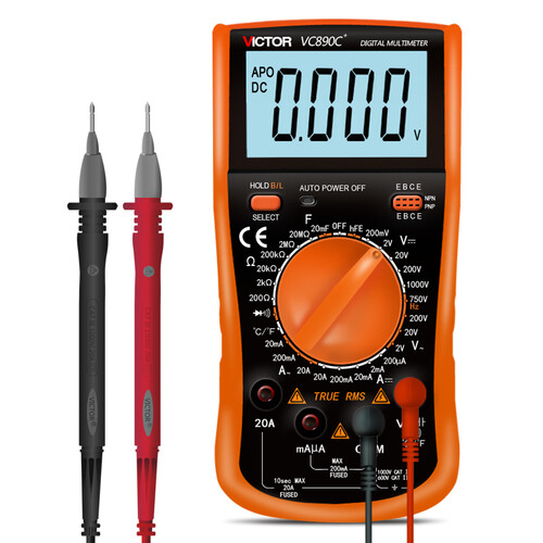 胜利仪器（VICTOR）2万电容 多功能 防烧 数字万用表 电工万能表 带测温 VC890C+