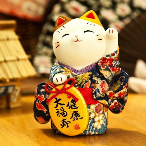 日本药师窑招财猫摆件招福招财小判金币招财猫生日结婚礼物 创意礼品 送女男朋友闺蜜长辈 健康大福寿