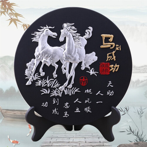 月之吻马到成功炭雕工艺品摆件创意商务乔迁装饰品会议礼品 192mm马到成功 精装礼盒