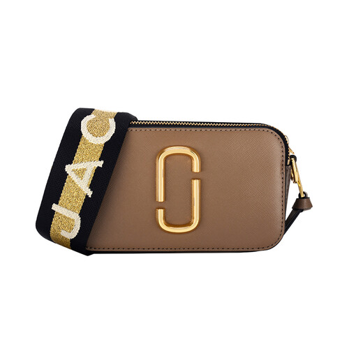 MARC JACOBS 马克·雅可布 女士SNAPSHOT系列咖啡色拼接色牛皮小相机包 M0014146064