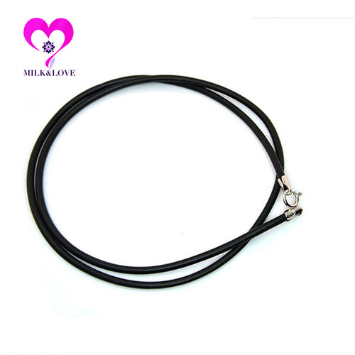 妙惟爱milklove【S925银扣黑色皮绳锁骨项链】情侣项链一对男女通用款 2.0mm粗 16寸=40cm