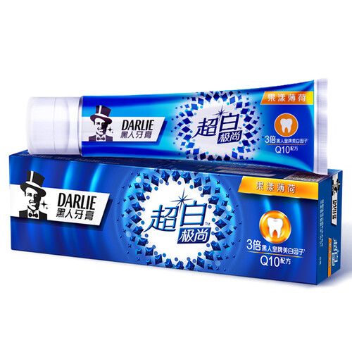 京东超市黑人（DARLIE）超白极尚美白牙膏120g 分解牙渍清新口气（果漾薄荷）热巴同款牙膏