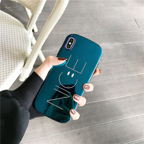联诚达 苹果x手机壳笑脸软壳iphone7p新款圆形8plus防摔保护套6sp/6s全包硅胶套情侣r 蓝色笑脸圆形 苹果X/XS